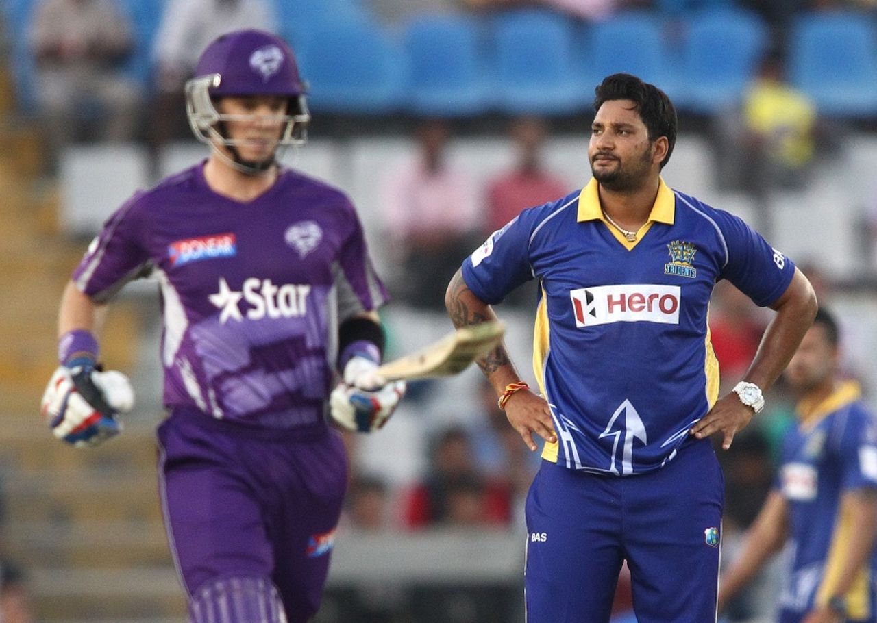 Ravi Rampaul had two catches dropped off his bowling, Barbados Tridents v Hobart Hurricanes, Champions League T20, Mohali, September 28, 2014