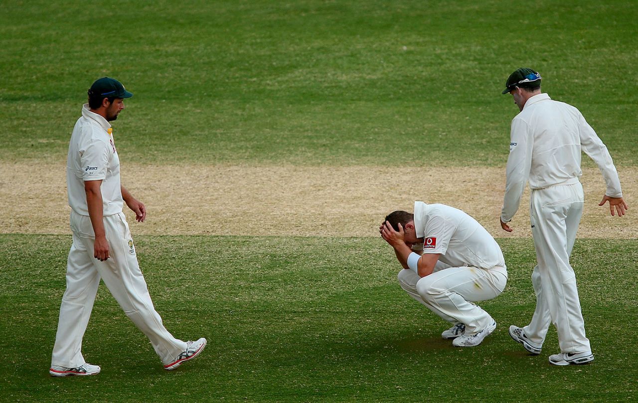 Peter Siddle is exhausted after the draw, Australia v South Africa, 2nd Test, Adelaide, 5th day, November 26, 2012