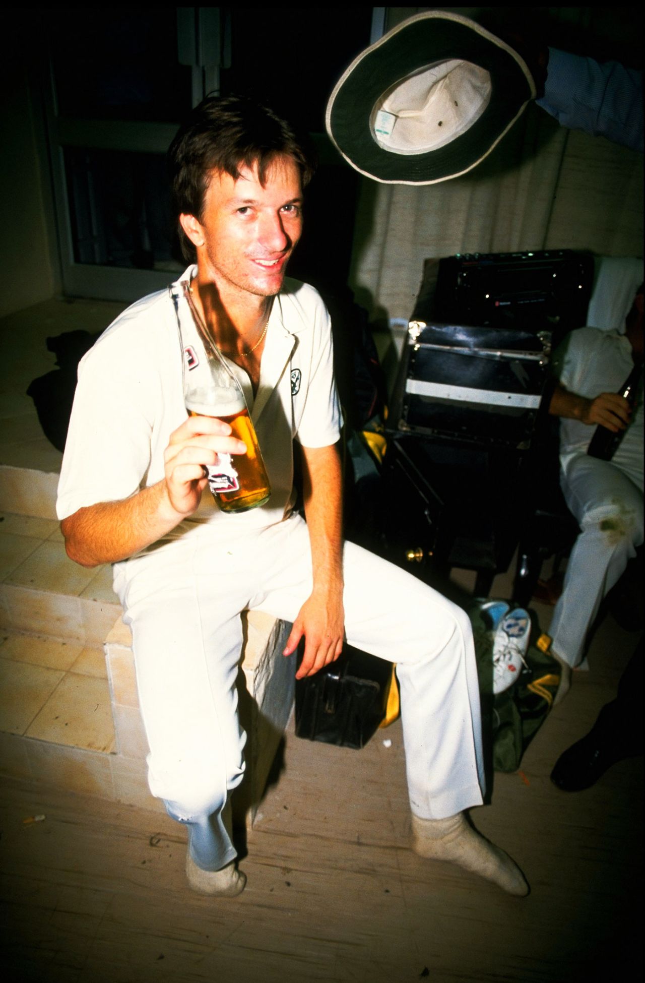 Steve Waugh enjoys a beer after the World Cup final, Australia v England, World Cup, final, Kolkata, November 8, 1987