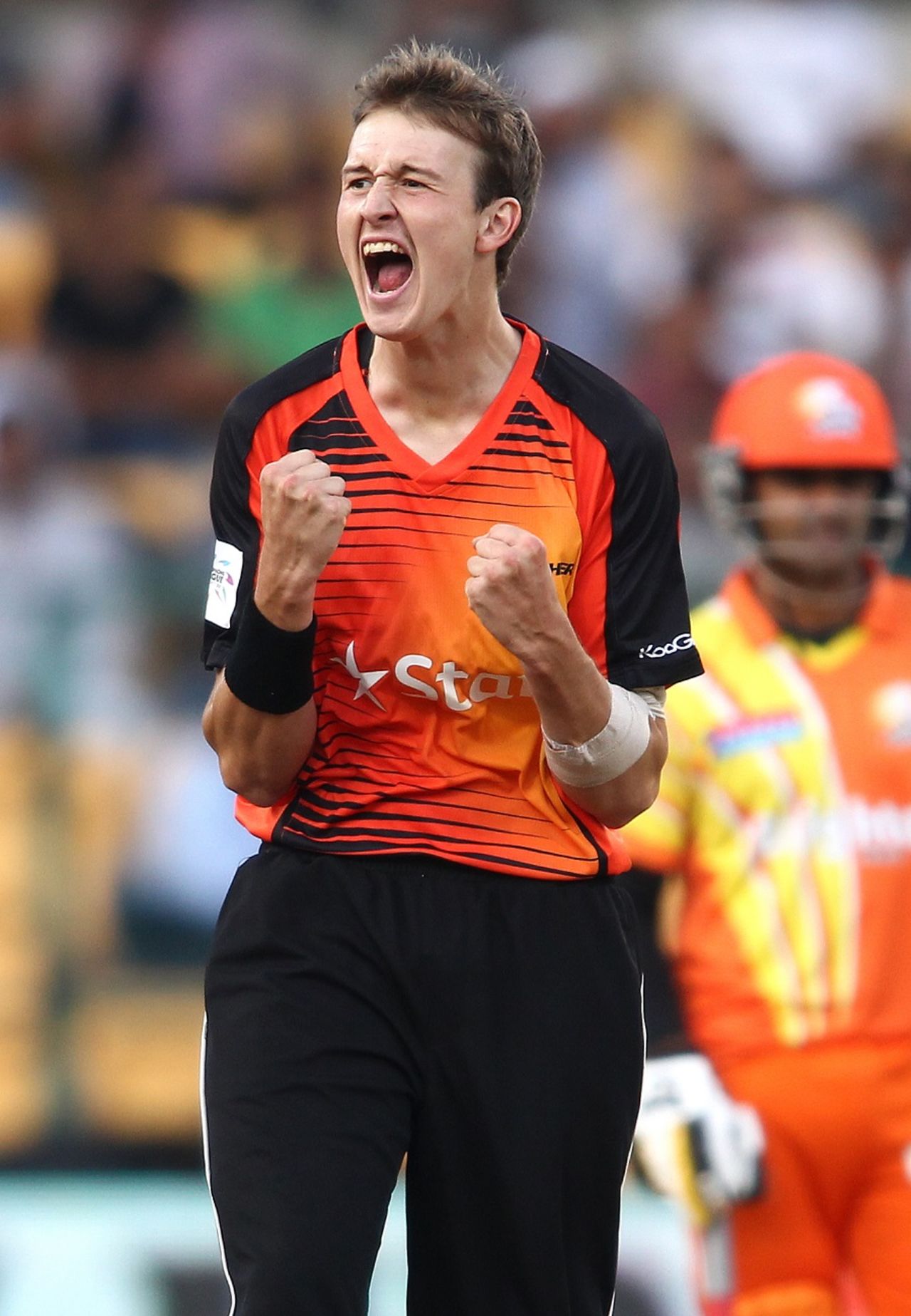 Joel Paris took two wickets in his first over for a third time, Lahore Lions v Perth Scorchers, Champions League T20, Group A, Bangalore, September 30, 2014