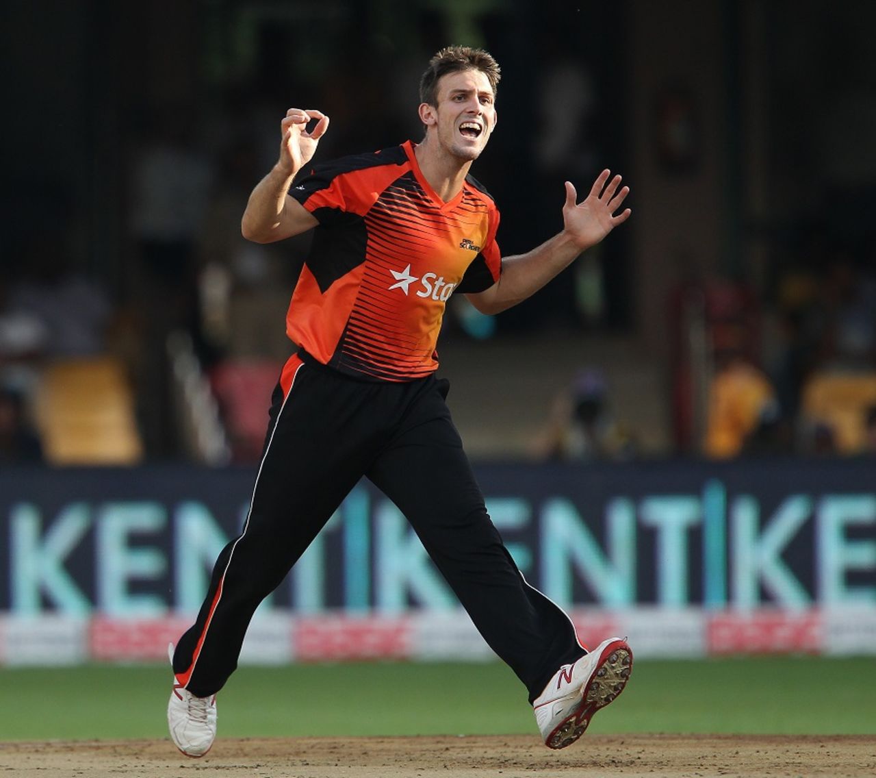 Mitchell Marsh, the stand-in captain, picked up a couple of wickets, Lahore Lions v Perth Scorchers, Champions League T20, Group A, Bangalore, September 30, 2014