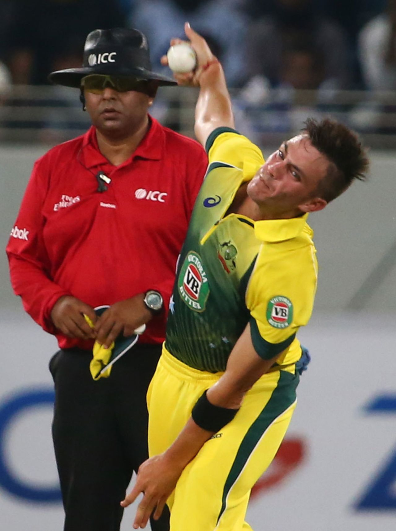 Cameron Boyce picked up two scalps on his international debut, Pakistan v Australia, only T20I, Dubai, October 5, 2014