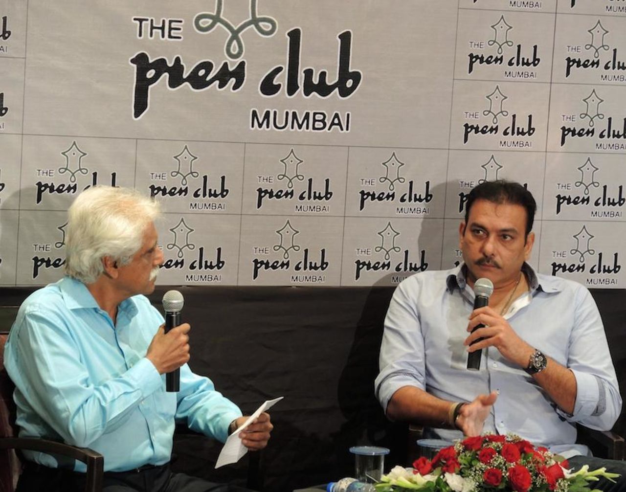 Ravi Shastri in conversation with Ayaz Memon at the Mumbai Press Club, Mumbai, October 6, 2014