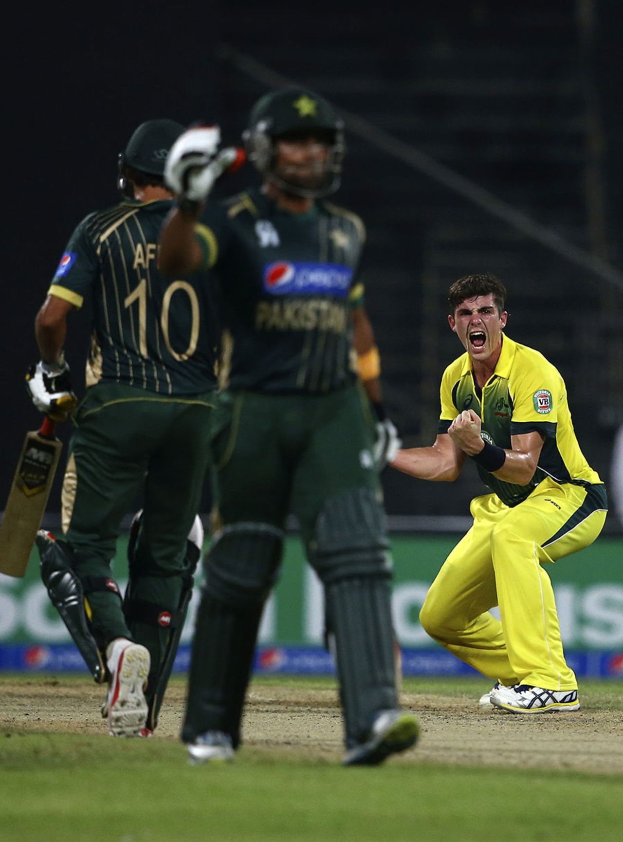 Sean Abbott is thrilled after taking his first ODI wicket, Pakistan v Australia, 1st ODI, Sharjah, October 7, 2014