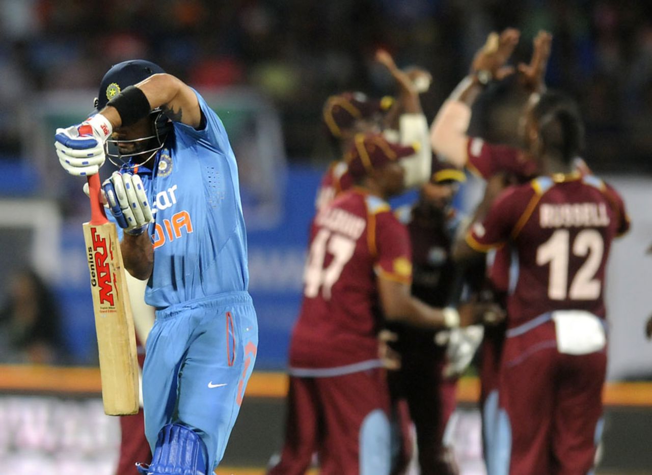Virat Kohli was out for 2, India v West Indies, 1st ODI, Kochi, October 8, 2014