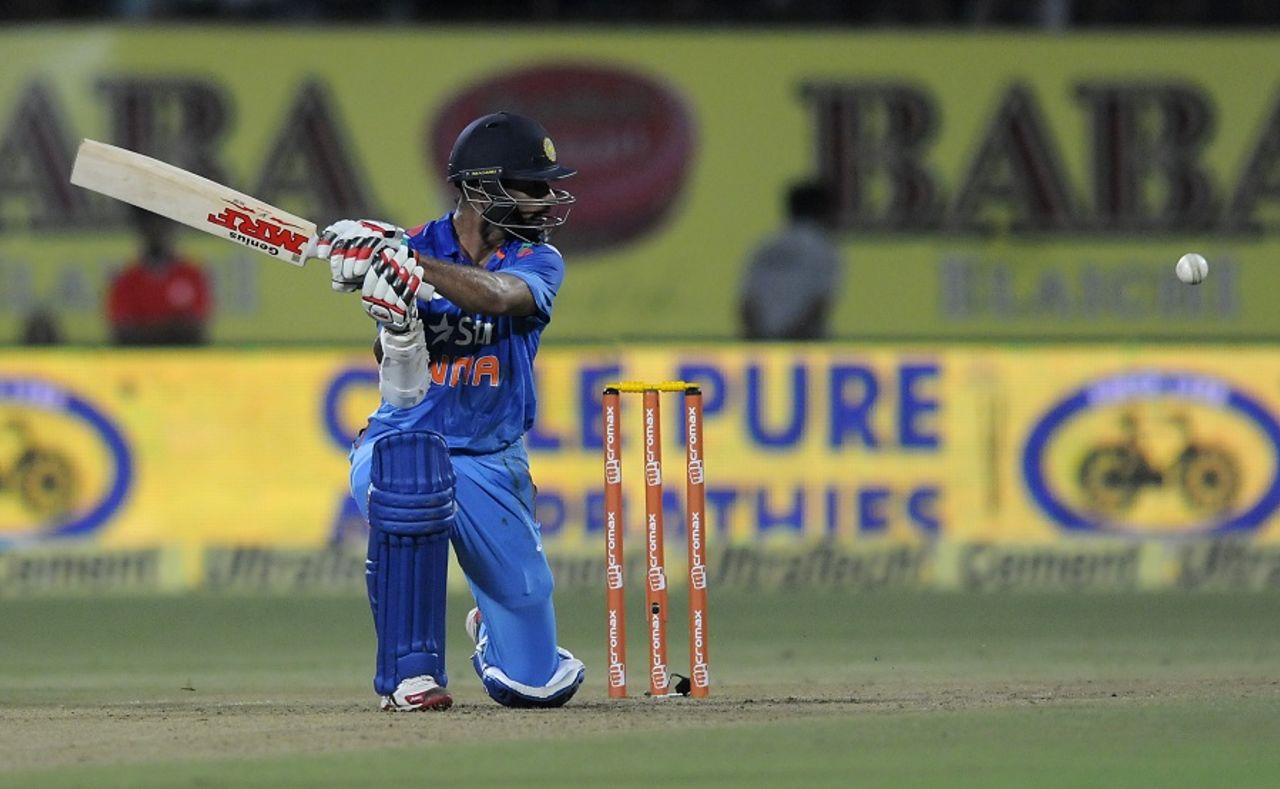Shikhar Dhawan made a scratchy half-century, India v West Indies, 1st ODI, Kochi, October 8, 2014