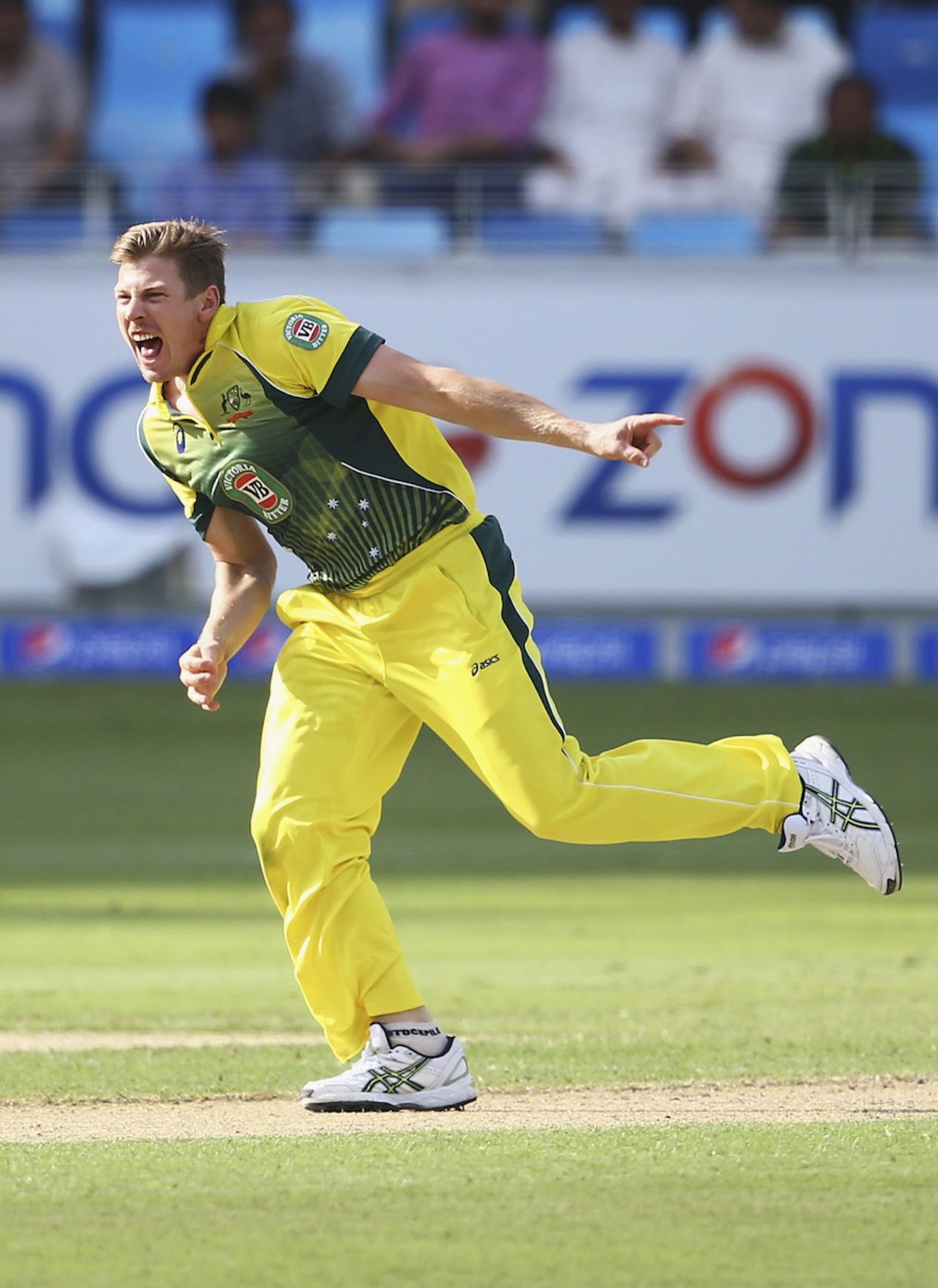 Ouch: James Faulkner went wicketless in his first spell, Pakistan v Australia, 2nd ODI, Dubai, October 10, 2014