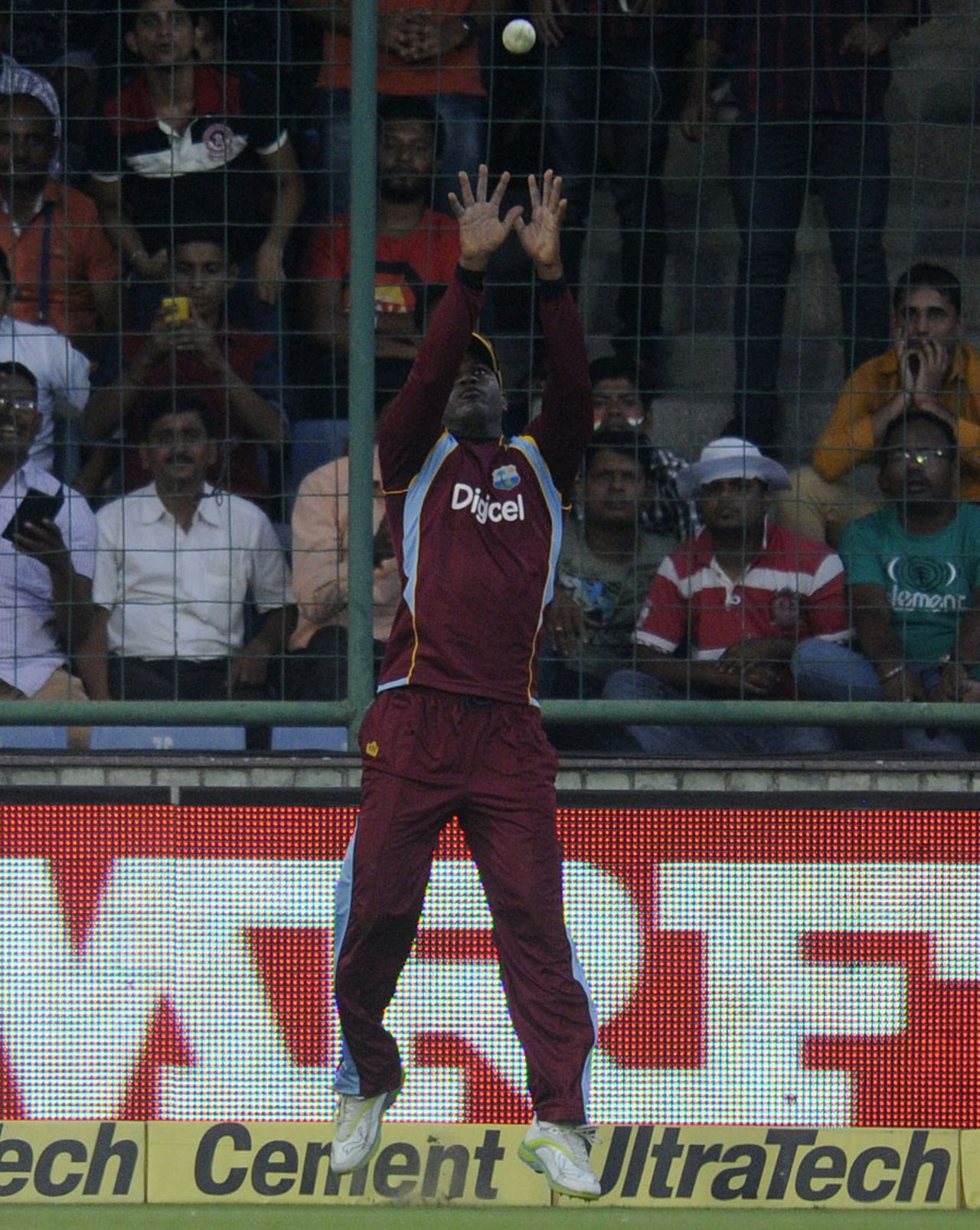 Marlon Samuels takes the catch to dismiss Virat Kohli, India v West Indies, 2nd ODI, Delhi, October 11, 2014