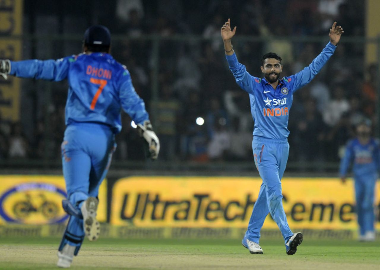 Ravindra Jadeja finished with 3 for 44, India v West Indies, 2nd ODI, Delhi, October 11, 2014