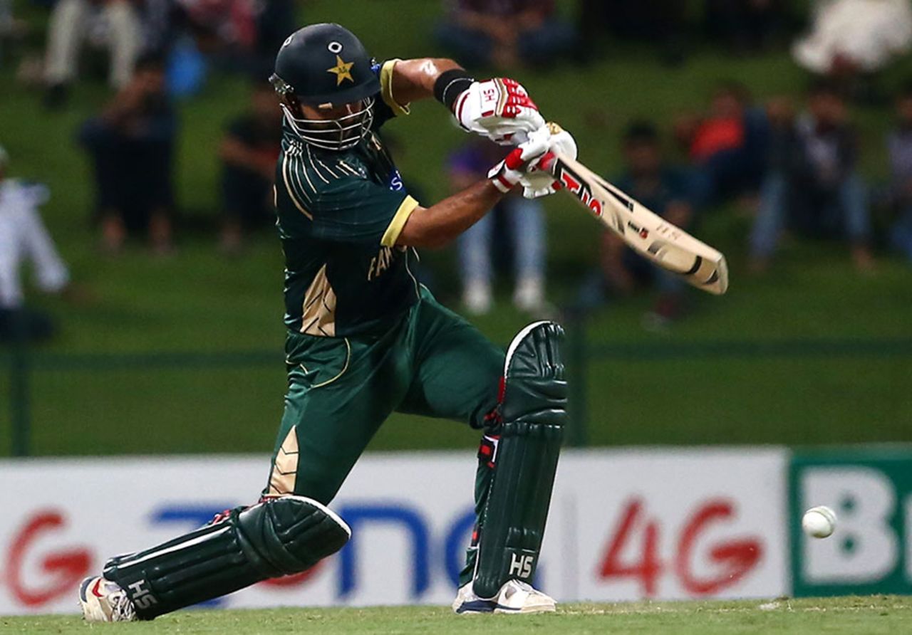 Ahmed Shehzad drives through cover, Pakistan v Australia, 3rd ODI, Abu Dhabi, October 12, 2014