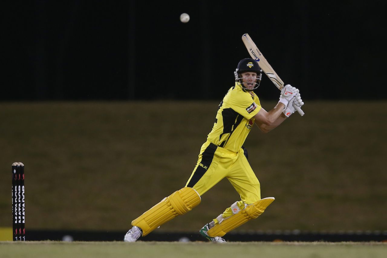 Adam Voges steers the ball on the off side, Victoria v Western Australia, Matador Cup, Sydney, October 19, 2014