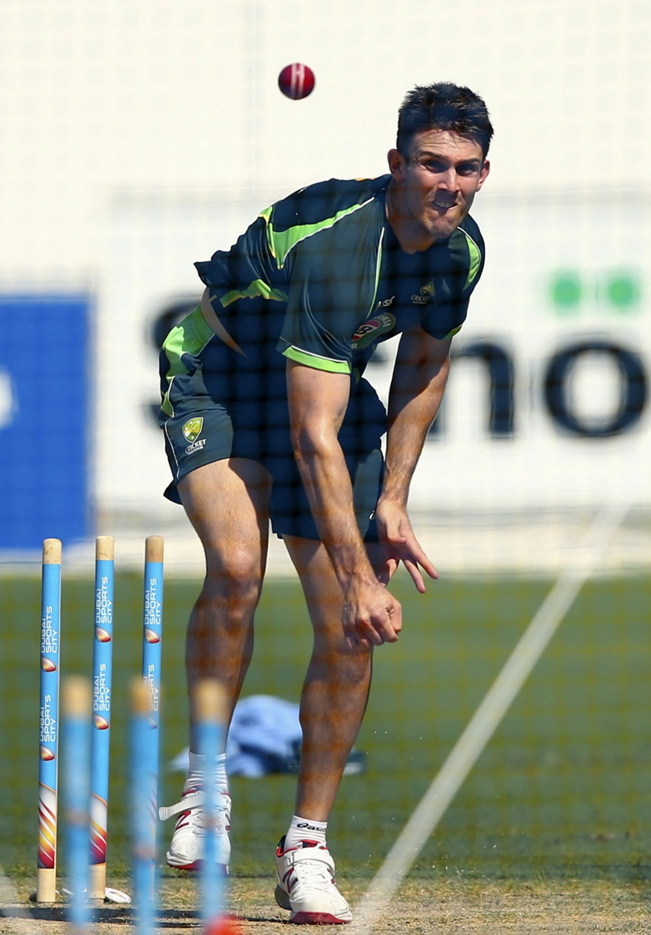 Mitchell Marsh has a bowl in the nets, Dubai, October 20, 2014