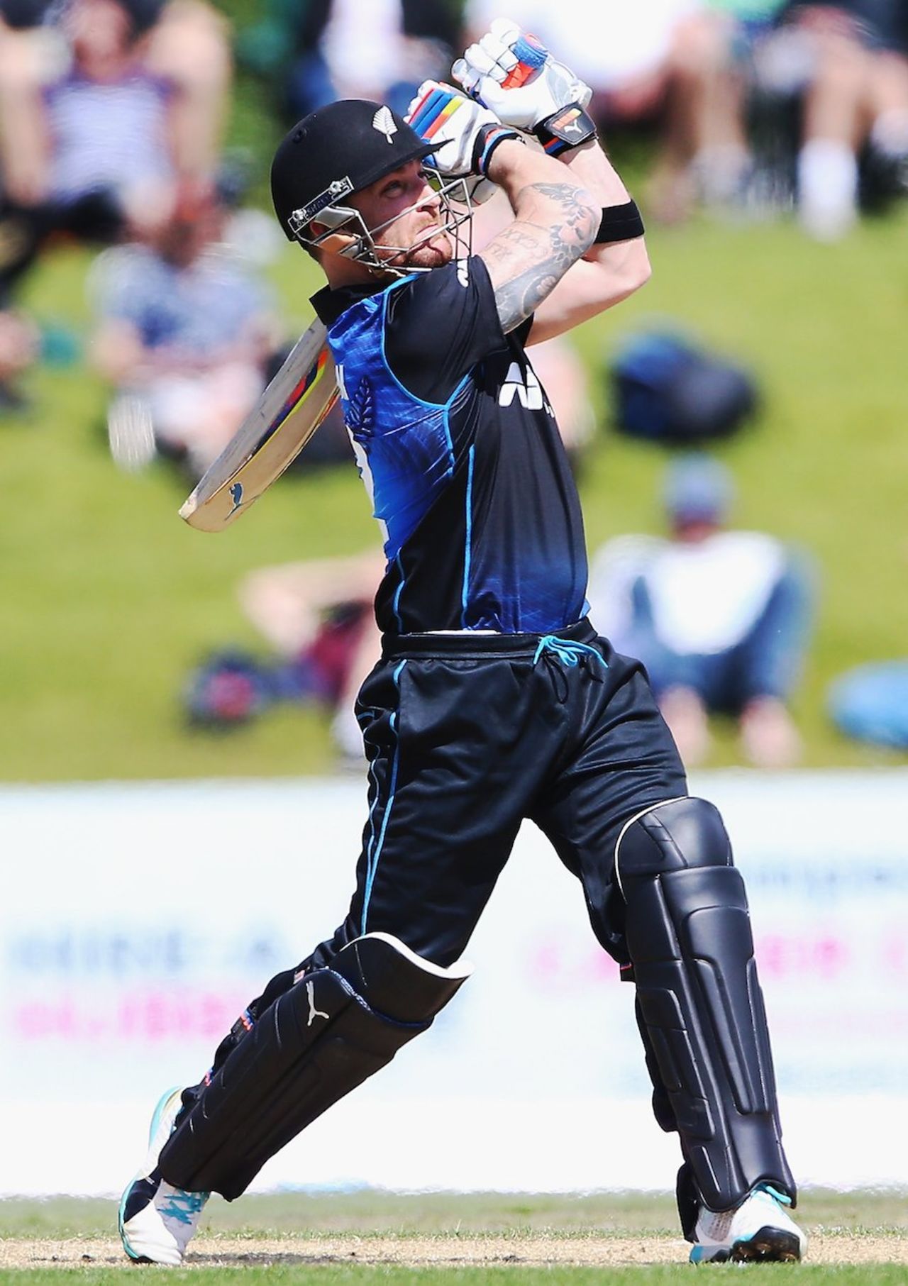 Brendon McCullum carts one down the ground, New Zealand v South Africa, 1st ODI, Mount Maunganui, October 21, 2014