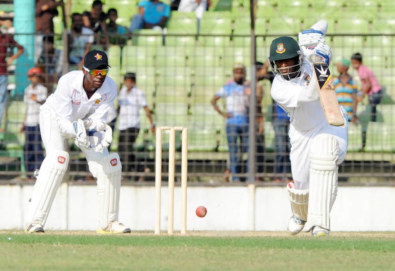 Shuvagata Hom struck seven fours during his fifty, BCB XI v Zimbabweans, 2nd day, Fatullah, October 21, 2014
