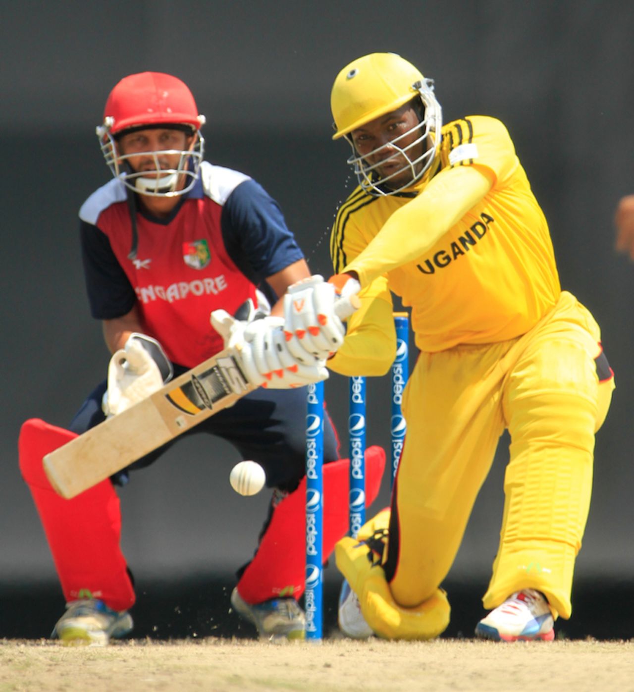 Roger Mukasa scored 37 and took two wickets, Singapore v Uganda, ICC WCL Division Three, Kuala Lumpur, October 24, 2014