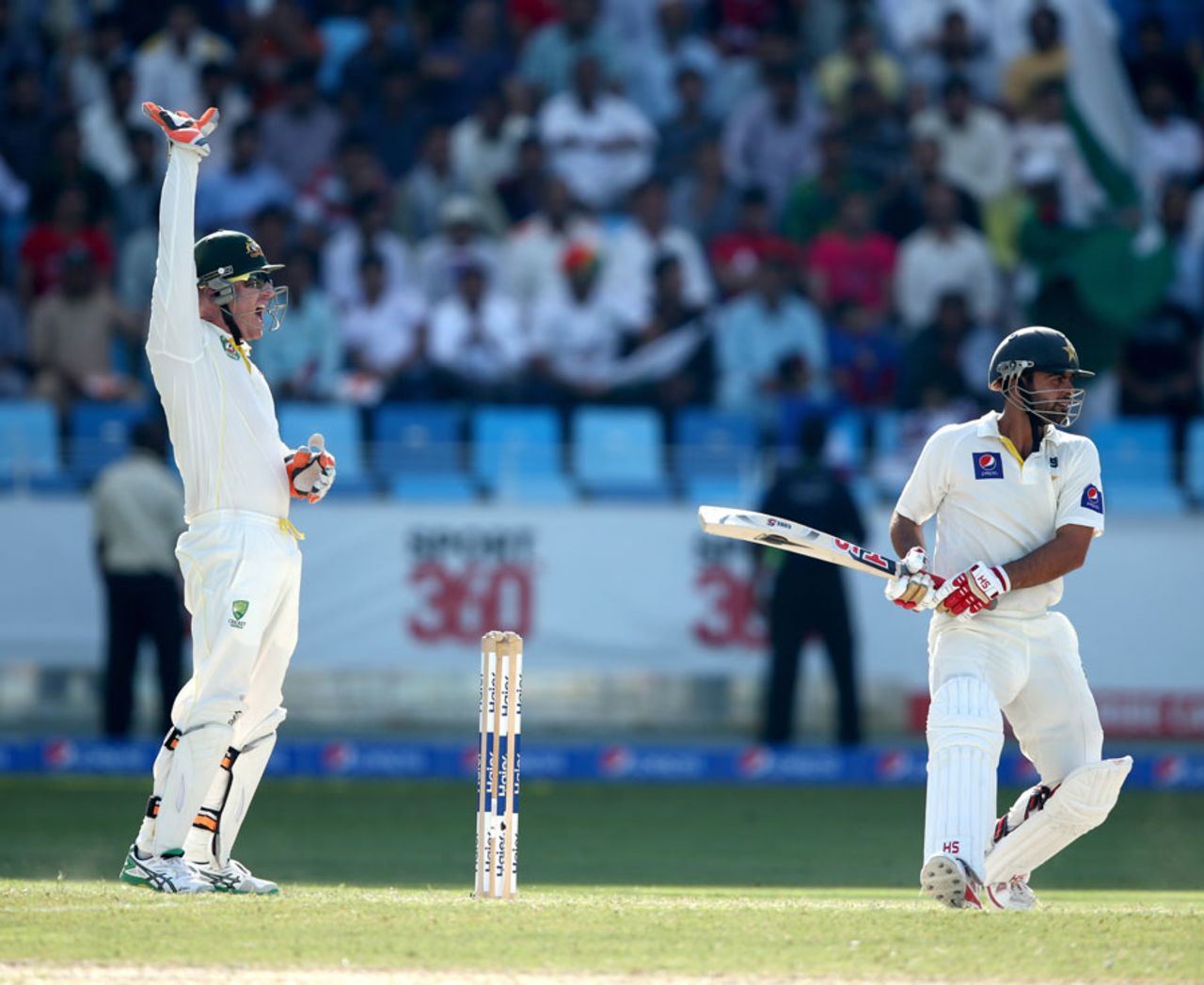 Ahmed Shehzad was trapped lbw for 131, Pakistan v Australia, 1st Test, Dubai, 4th day, October 25, 2014