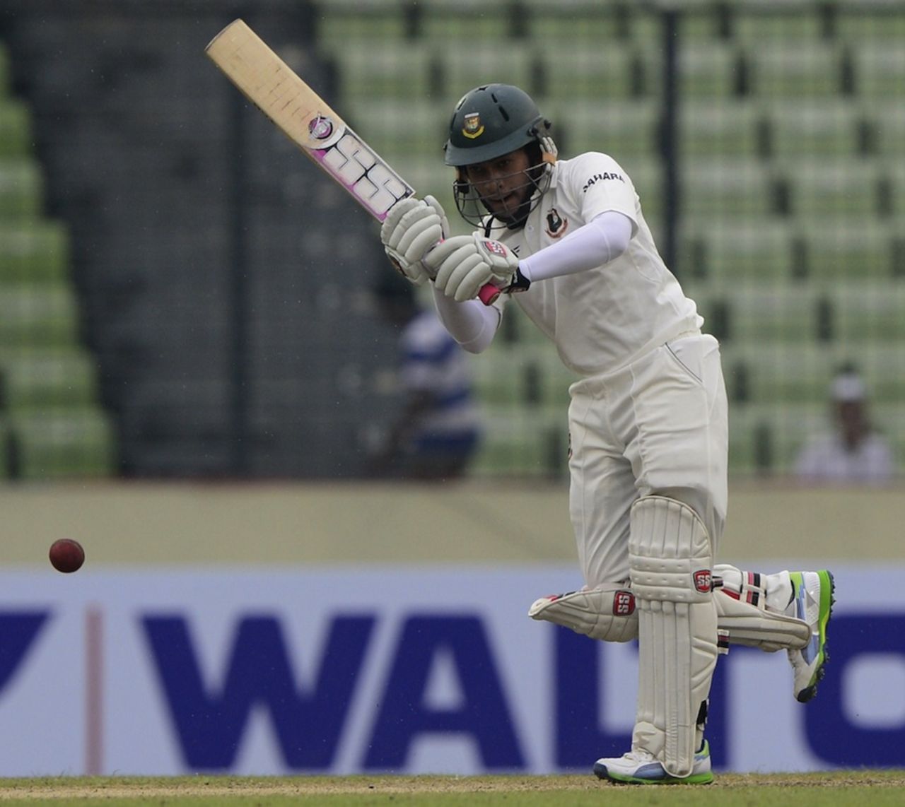 Mushfiqur Rahim plays the ball on the leg side, Bangladesh v Zimbabwe, 1st Test, Mirpur, 2nd day, October 26, 2014