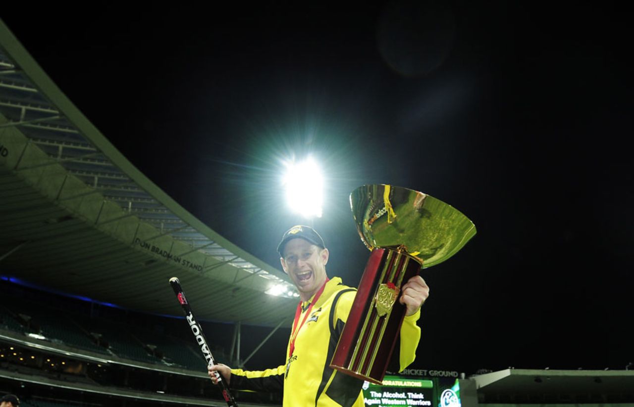 Western Australia captain Adam Voges with the title, New South Wales v Western Australia, Matador BBQ one-day cup, final, SCG, October 26, 2014