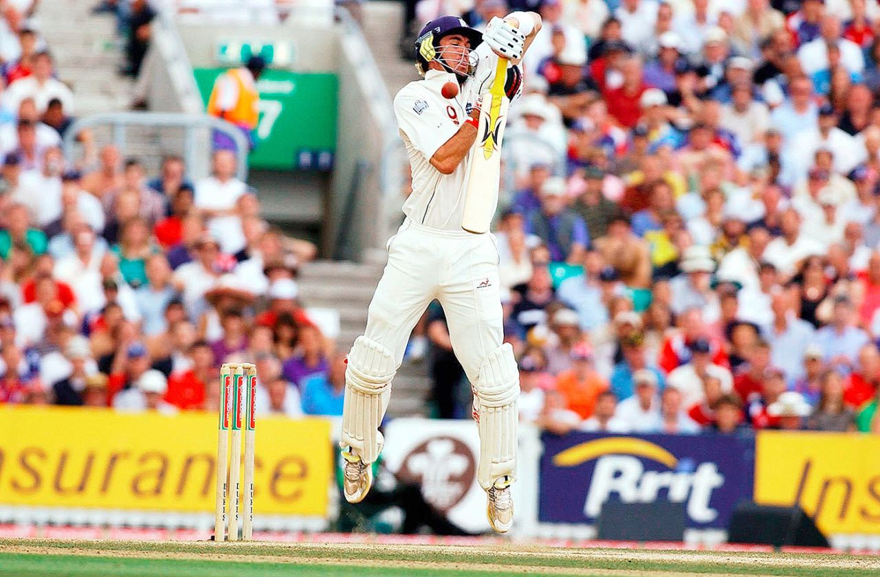 Kevin Pietersen fends off a short ball, England v Australia, 5th Test, The Oval, September 12, 2005