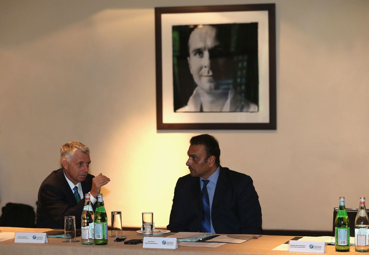 Ravi Shastri and David Richardson at the ICC Cricket Committee meeting at Lord's, London, May 28, 2013