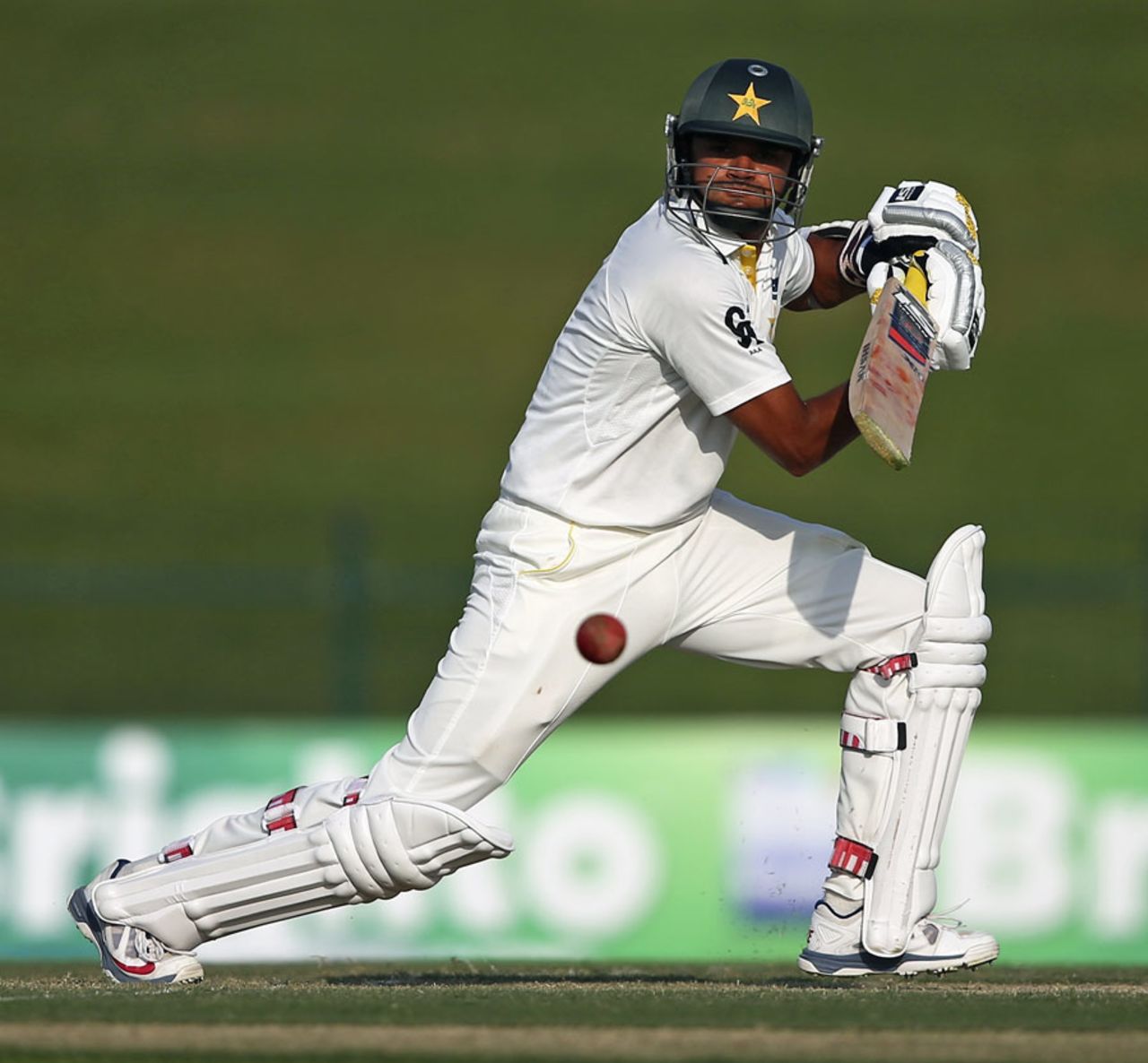Azhar Ali directs the ball to the off side, Pakistan v Australia, 2nd Test, Abu Dhabi, 1st day, October 30, 2014