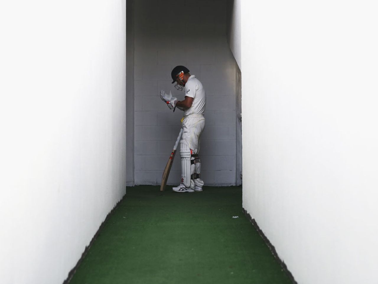David Warner prepares to bat, Pakistan v Australia, 2nd Test, Abu Dhabi, 2nd day, October 31, 2014