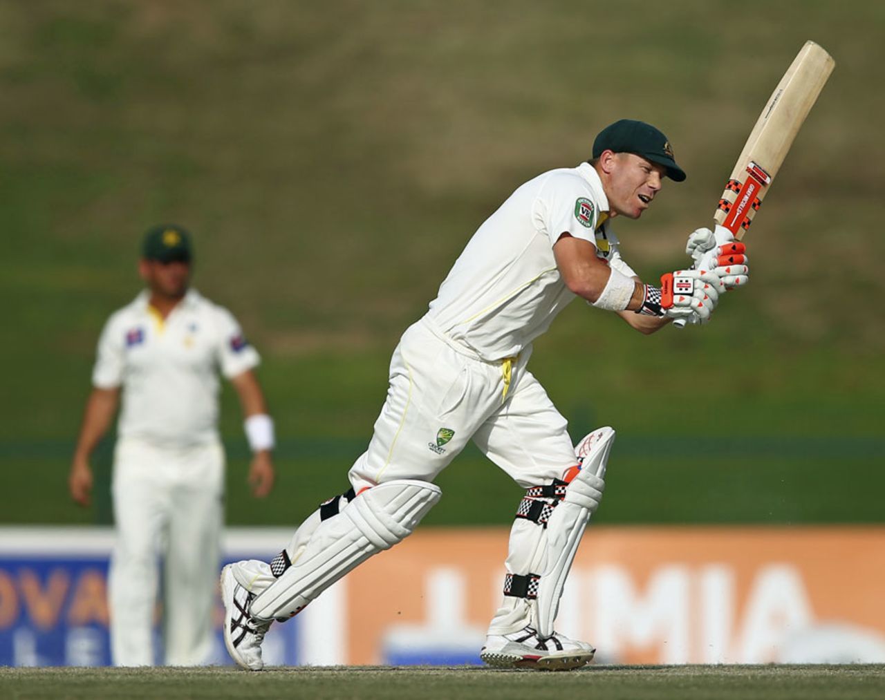 David Warner scored a swift fifty for Australia, Pakistan v Australia, 2nd Test, Abu Dhabi, 4th day, November 2, 2014