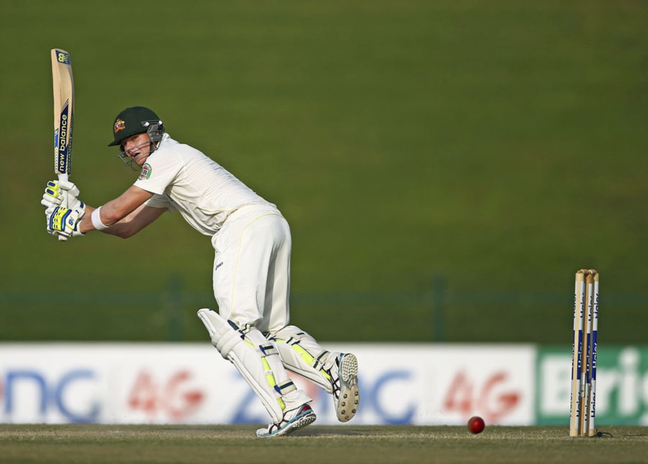 Steven Smith steers the ball to the leg side, Pakistan v Australia, 2nd Test, Abu Dhabi, 4th day, November 2, 2014