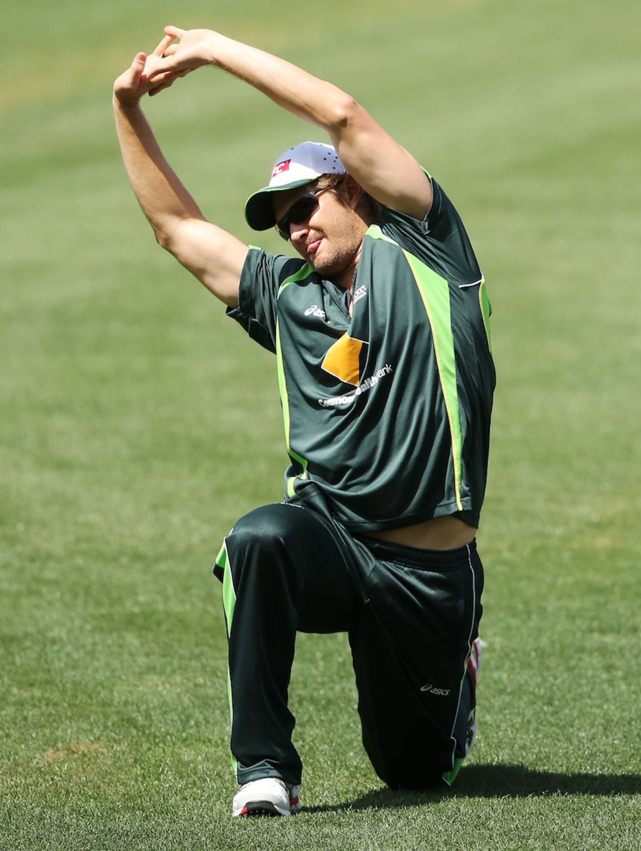 Shane Watson warms up on the eve of the T20 international against South Africa, Adelaide, November 4, 2014