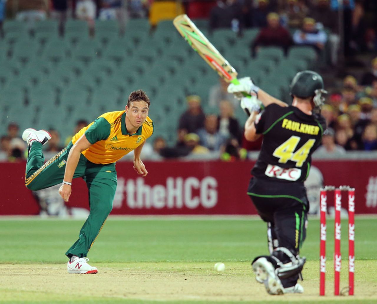 Kyle Abbott took 3 for 21 in his four overs, Australia v South Africa, 1st Twenty20, Adelaide, November 5, 2014
