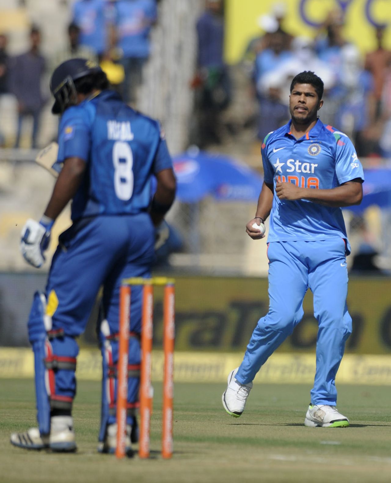 Umesh Yadav trapped Kusal Perera lbw in the first over, India v Sri Lanka, 2nd ODI, Ahmedabad, November 6, 2014