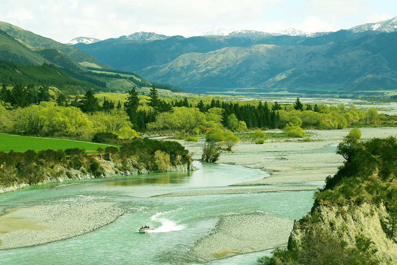 A jet boat travels down the Waiau River in Hanmer Springs, September 25, 2011