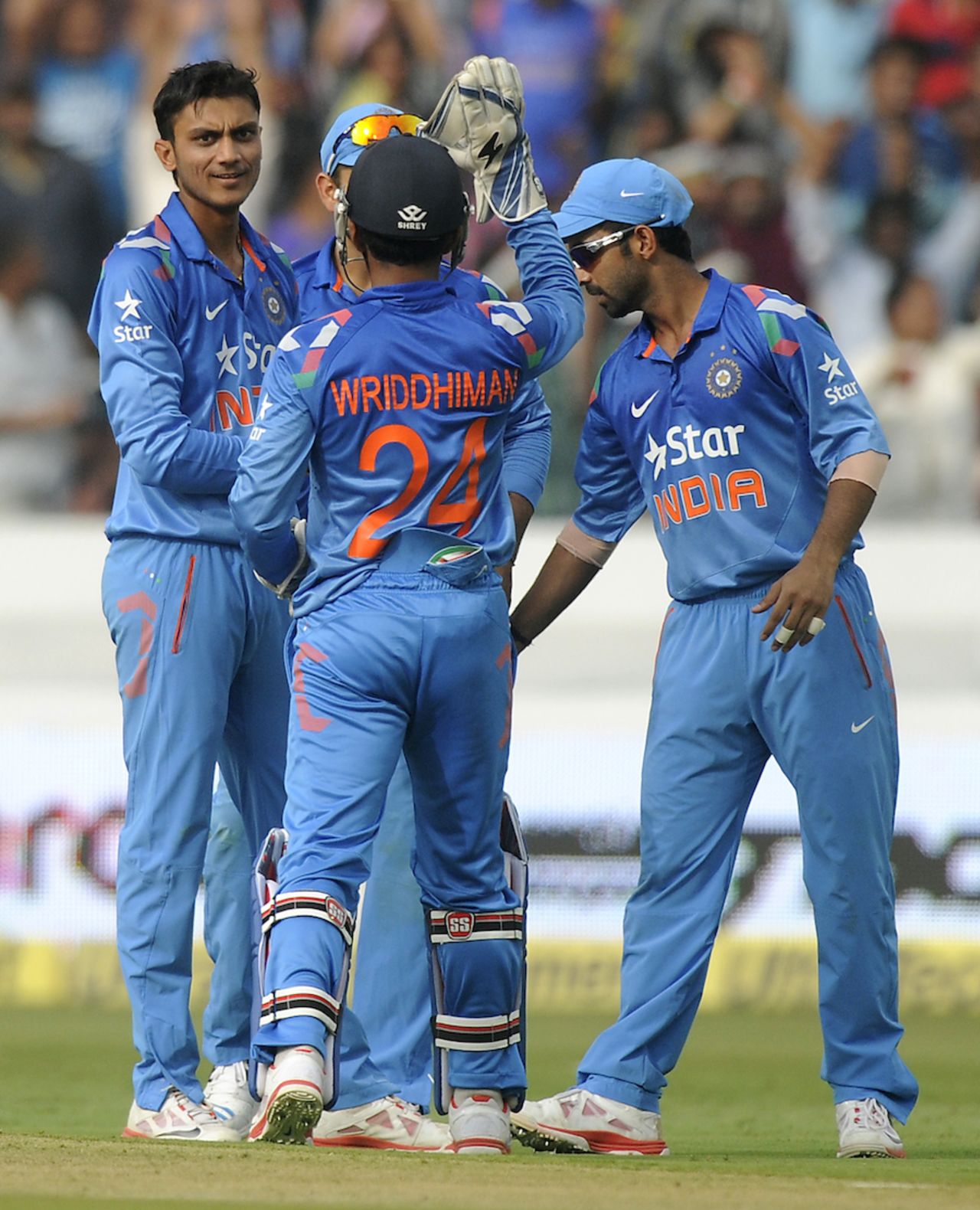 Akshar Patel troubled the middle order consistently, India v Sri Lanka, 3rd ODI, Hyderabad, November 9, 2014