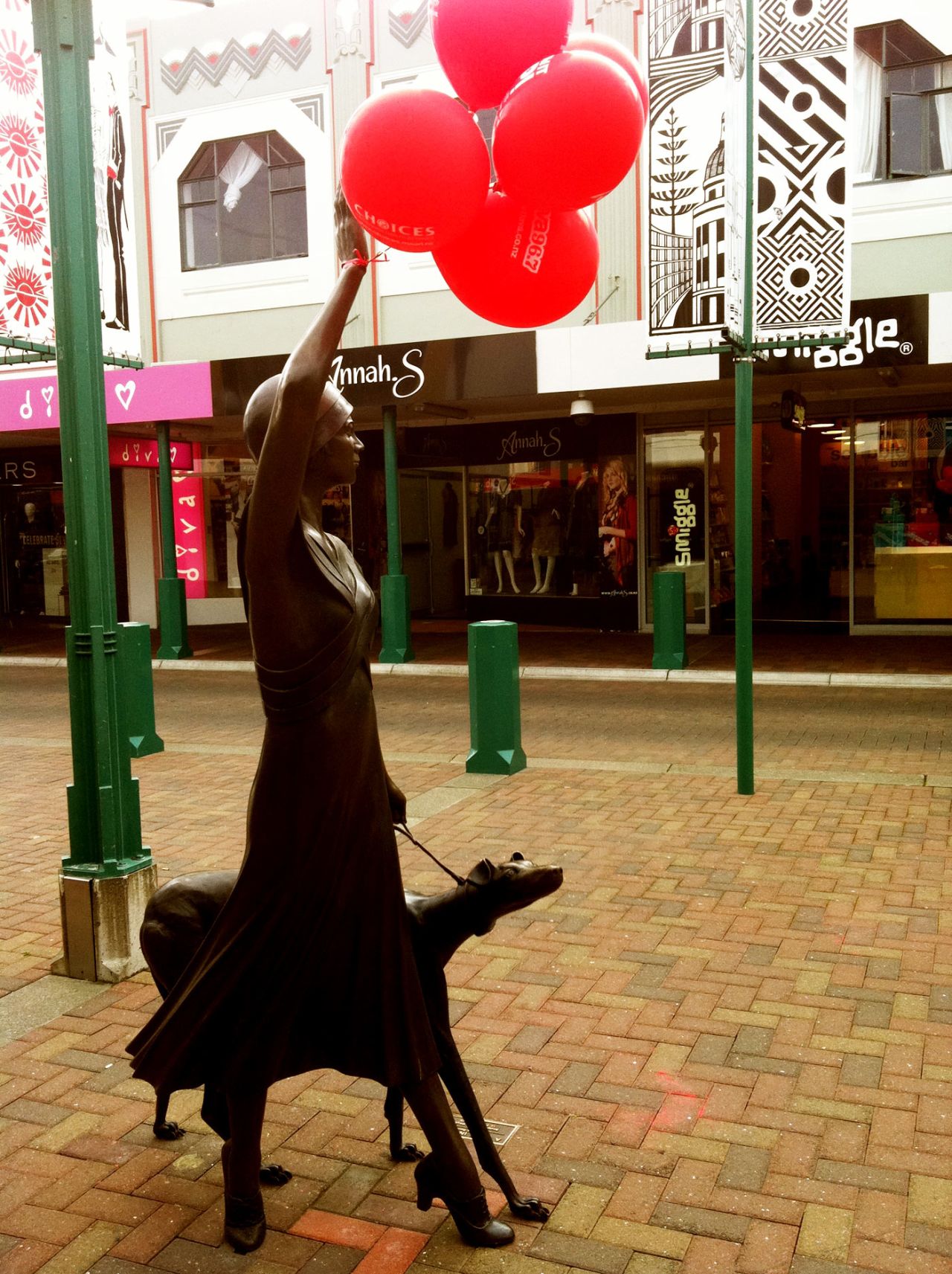 A statue of a woman walking a dog in the Napier town centre, May 12, 2014
