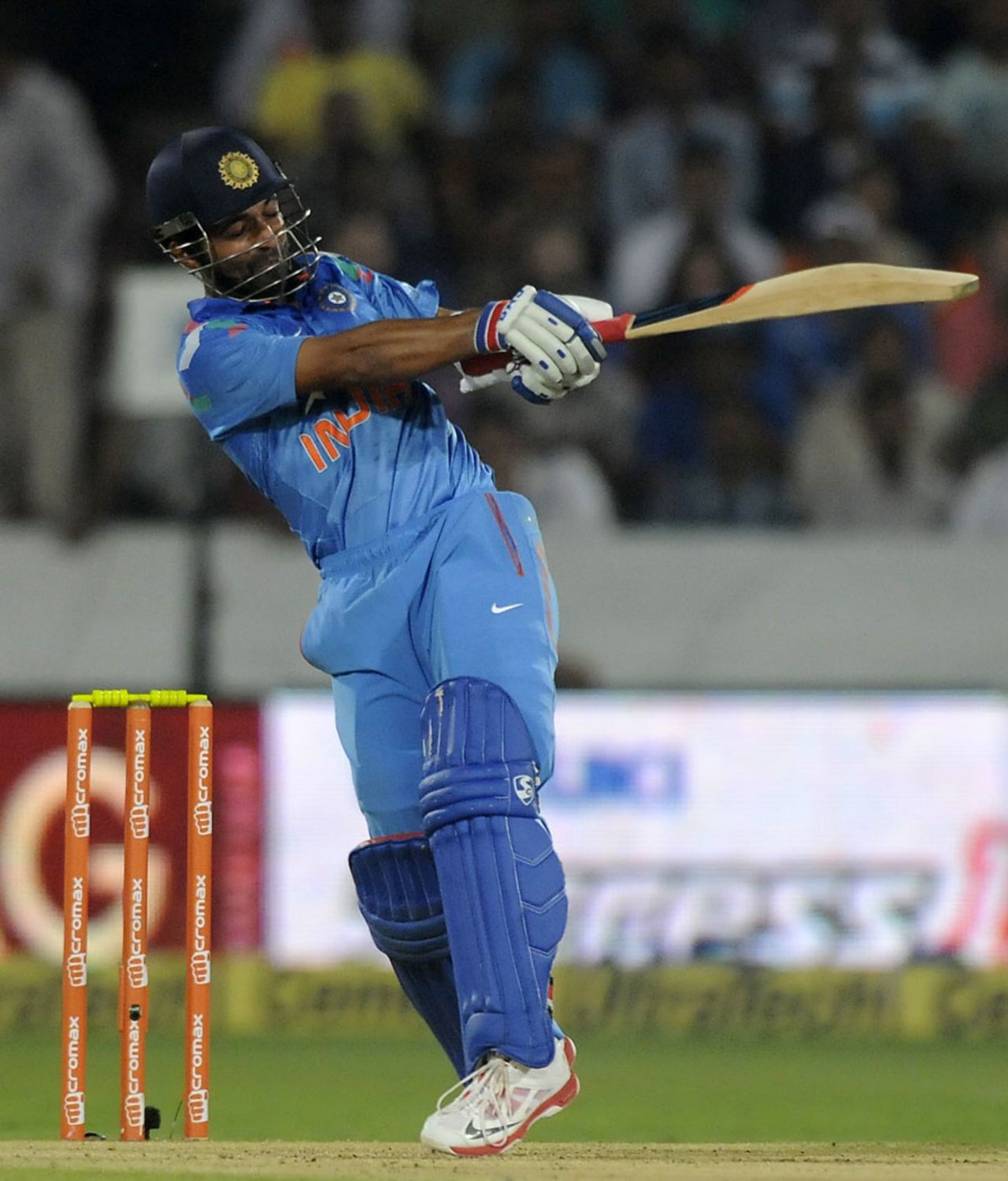 Ajinkya Rahane plays a pull, India v Sri Lanka, 3rd ODI, Hyderabad, November 9, 2014