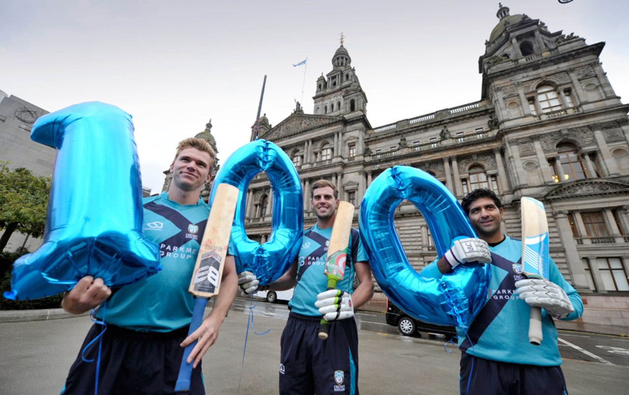 Scotland's Richie Berrington, Calum Macleod and Majid Haq mark 100 days to World Cup 2015, Glasgow, November 6, 2014