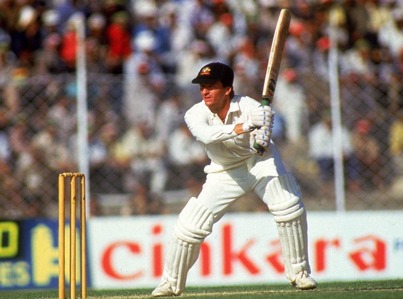 Steve Waugh bats during the 1987 World Cup, India v Australia, World Cup, Delhi, October 22, 1987