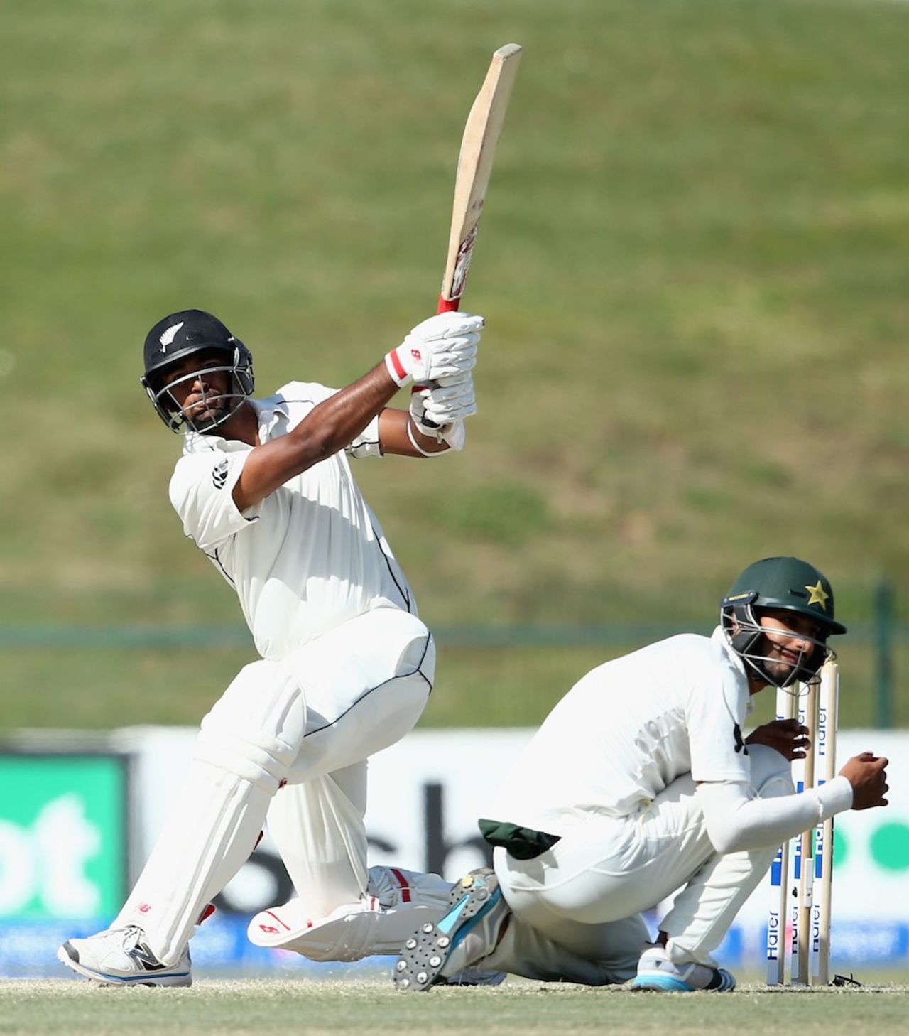 Ish Sodhi slogs over midwicket, Pakistan v New Zealand, 1st Test, Abu Dhabi, 5th day, November 13, 2014