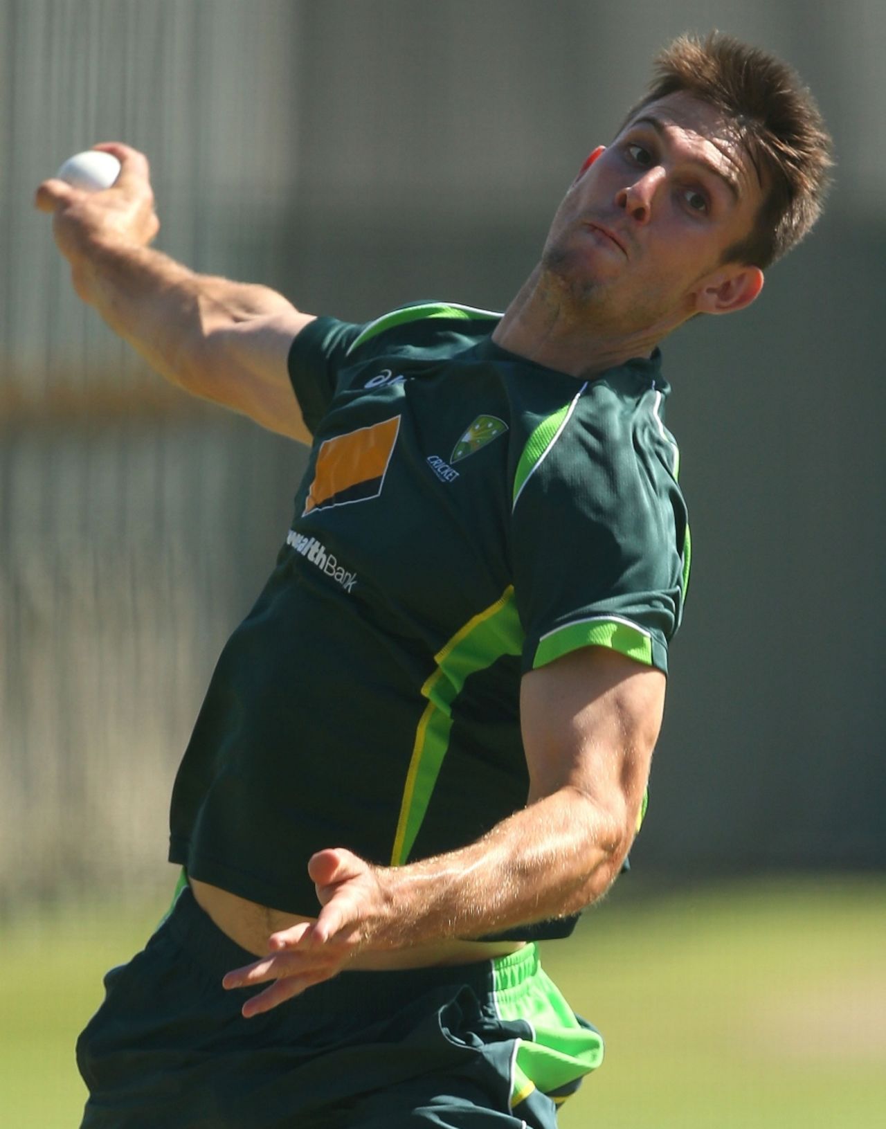 Mitchell Marsh bowls in the nets, Perth, November 11, 2014