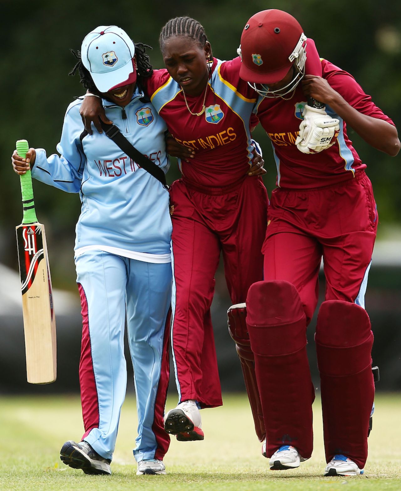 Shemaine Campbelle is carried off after an injury, Australia v West Indies, Women's Championship, Bowral, November 16, 2014