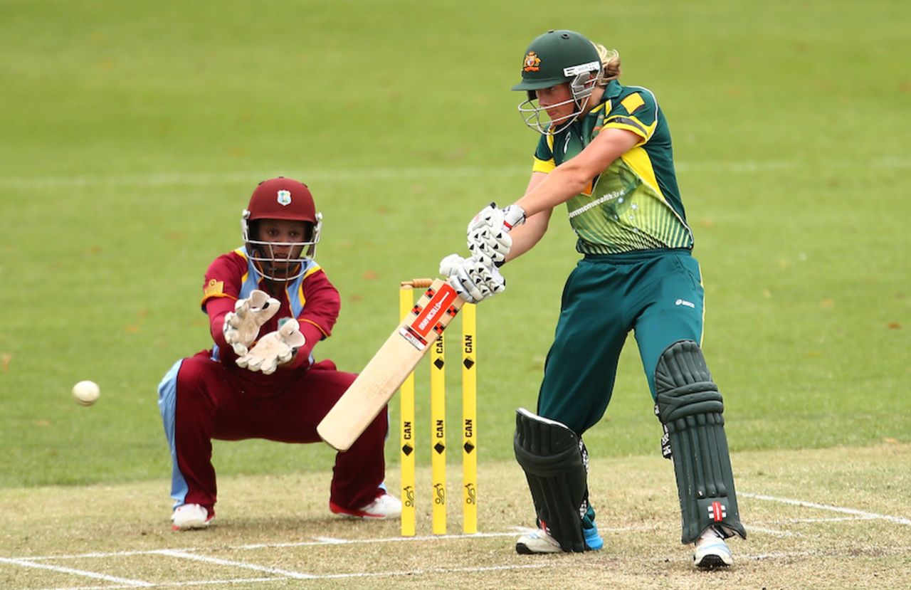 Meg Lanning cuts off the back foot, Australia v West Indies, Women's Championship, Bowral, November 16, 2014