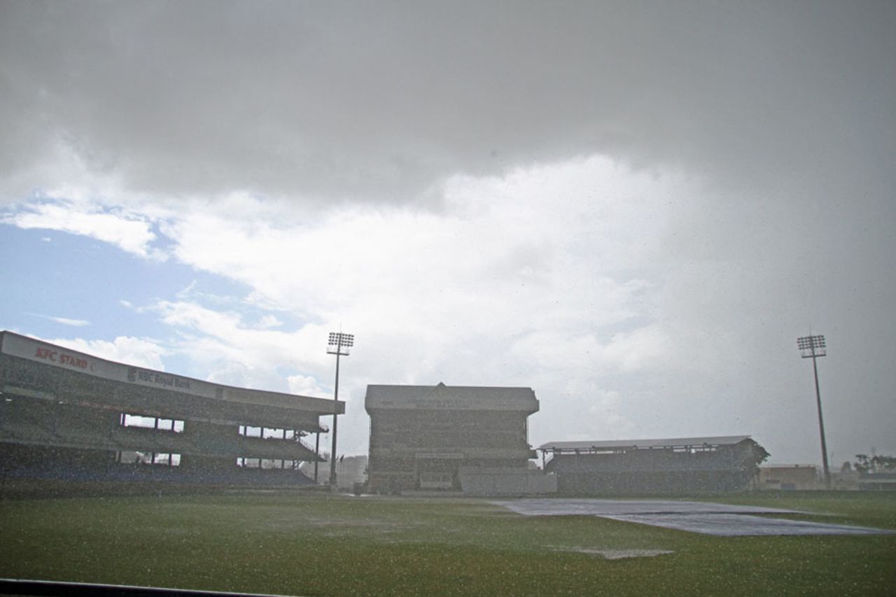 Heavy rain on the fourth day forced the game into a draw, Trinidad & Tobago v Barbados, Professional Cricket League 2014-15, Port of Spain, 4th day, November 17, 2014