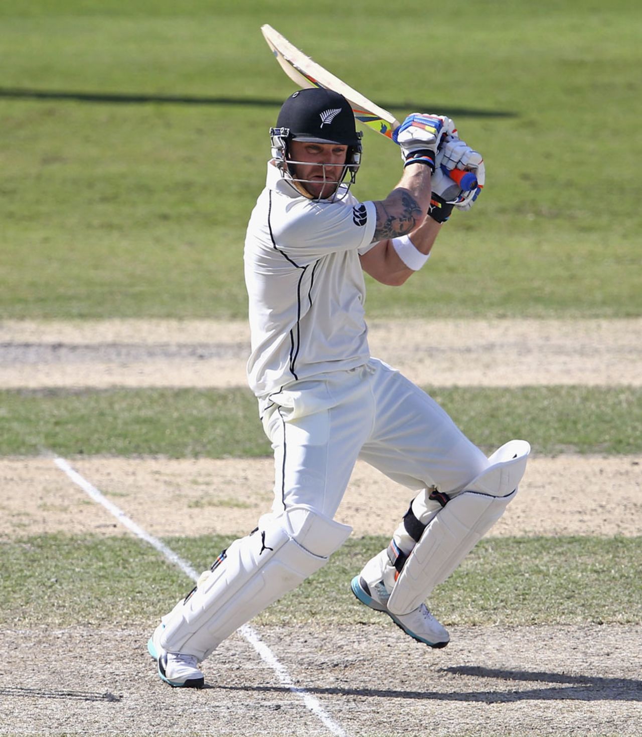 Brendon McCullum muscles one through the off side, Pakistan v New Zealand, 2nd Test, Dubai, 4th day, November 20, 2014