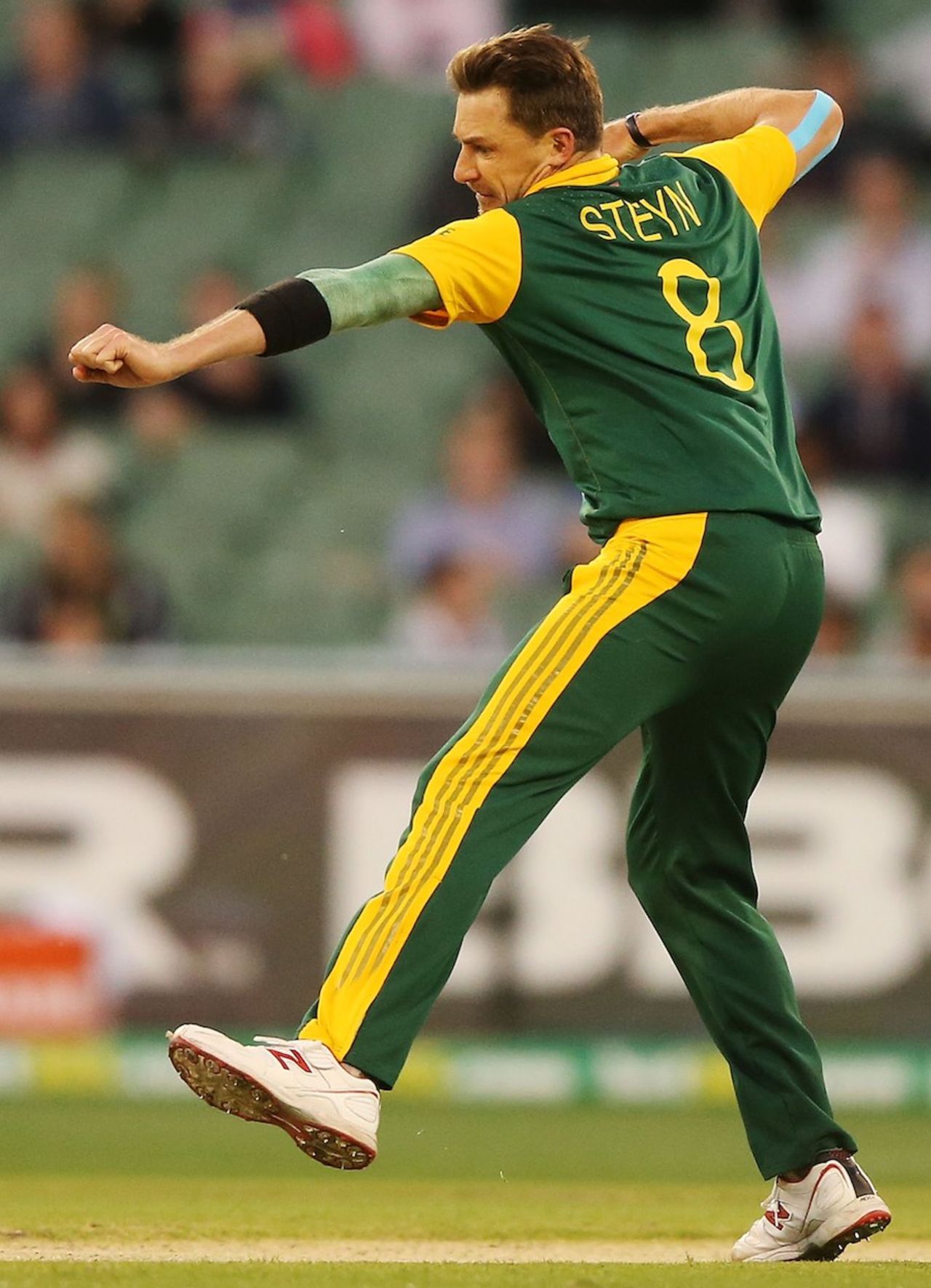 Dale Steyn is pumped after a wicket, Australia v South Africa, 4th ODI, Melbourne, November 21, 2014