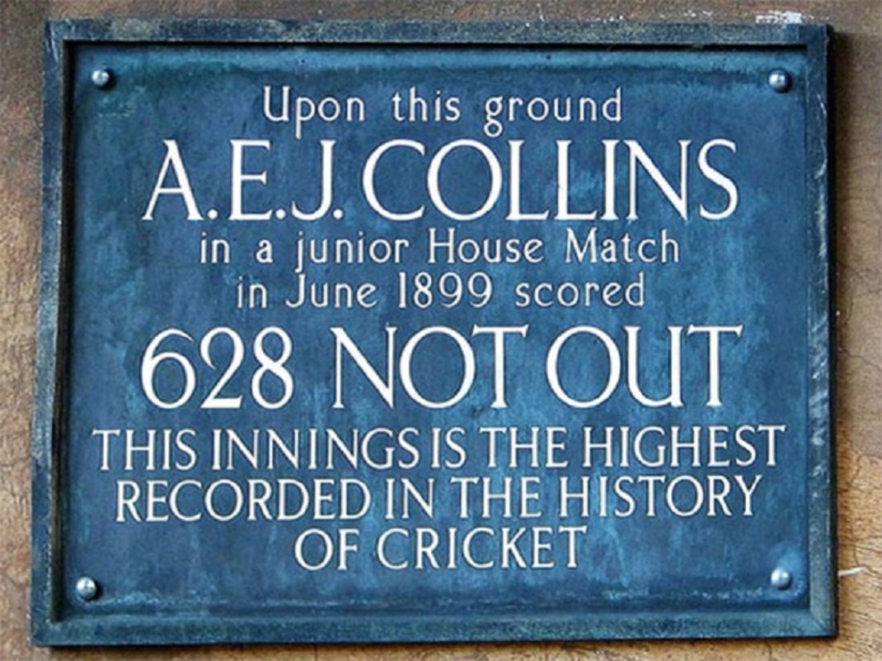 A memorial at Clifton College marking AEJ Collins' record innings