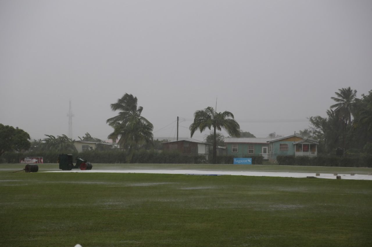 Rain washed out play at Windward Park in Barbados, Barbados v Jamaica, WICB Professional Cricket League Regional 4-Day Tournament, Barbados, 1st day, November 21, 2014