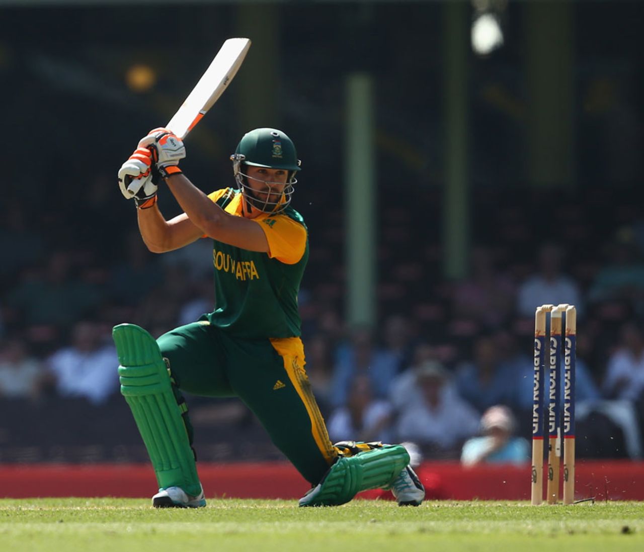Rilee Rossouw targets the off side, Australia v South Africa, 5th ODI, Sydney, November 23, 2014