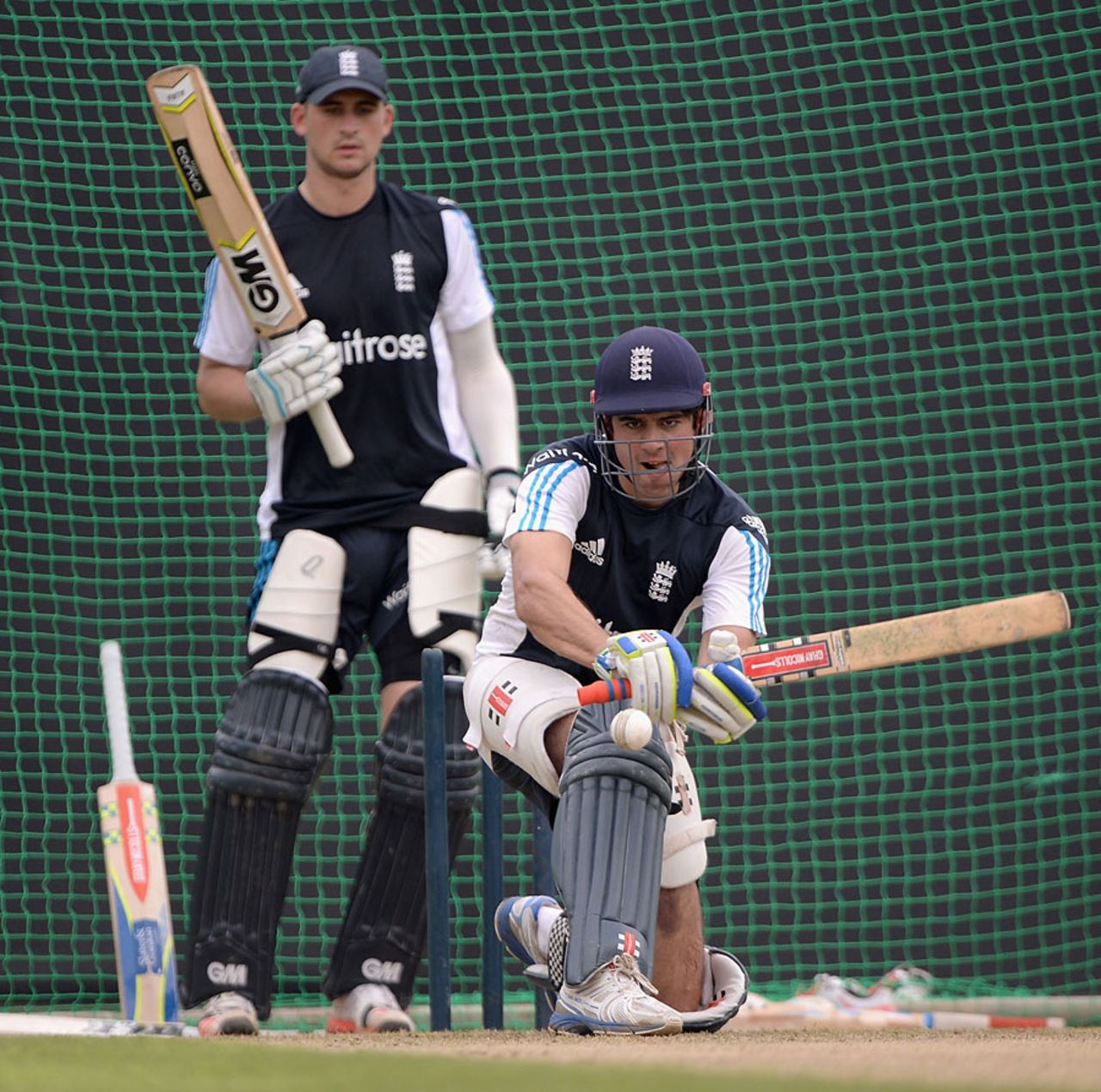 Alastair Cook and Alex Hales worked together in the nets but seem unlikely to do so at the start of the ODI series, Colombo, November 24, 2014