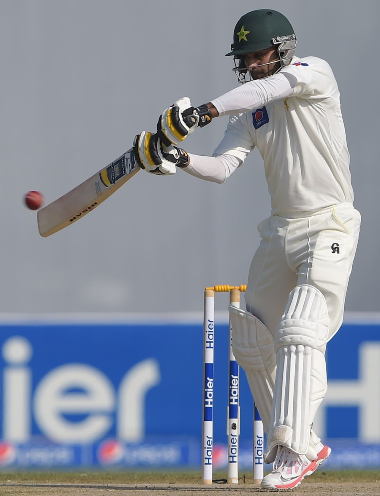 Mohammad Hafeez plays off the back foot, Pakistan v New Zealand, 3rd Test, Sharjah, 1st day, November 26, 2014