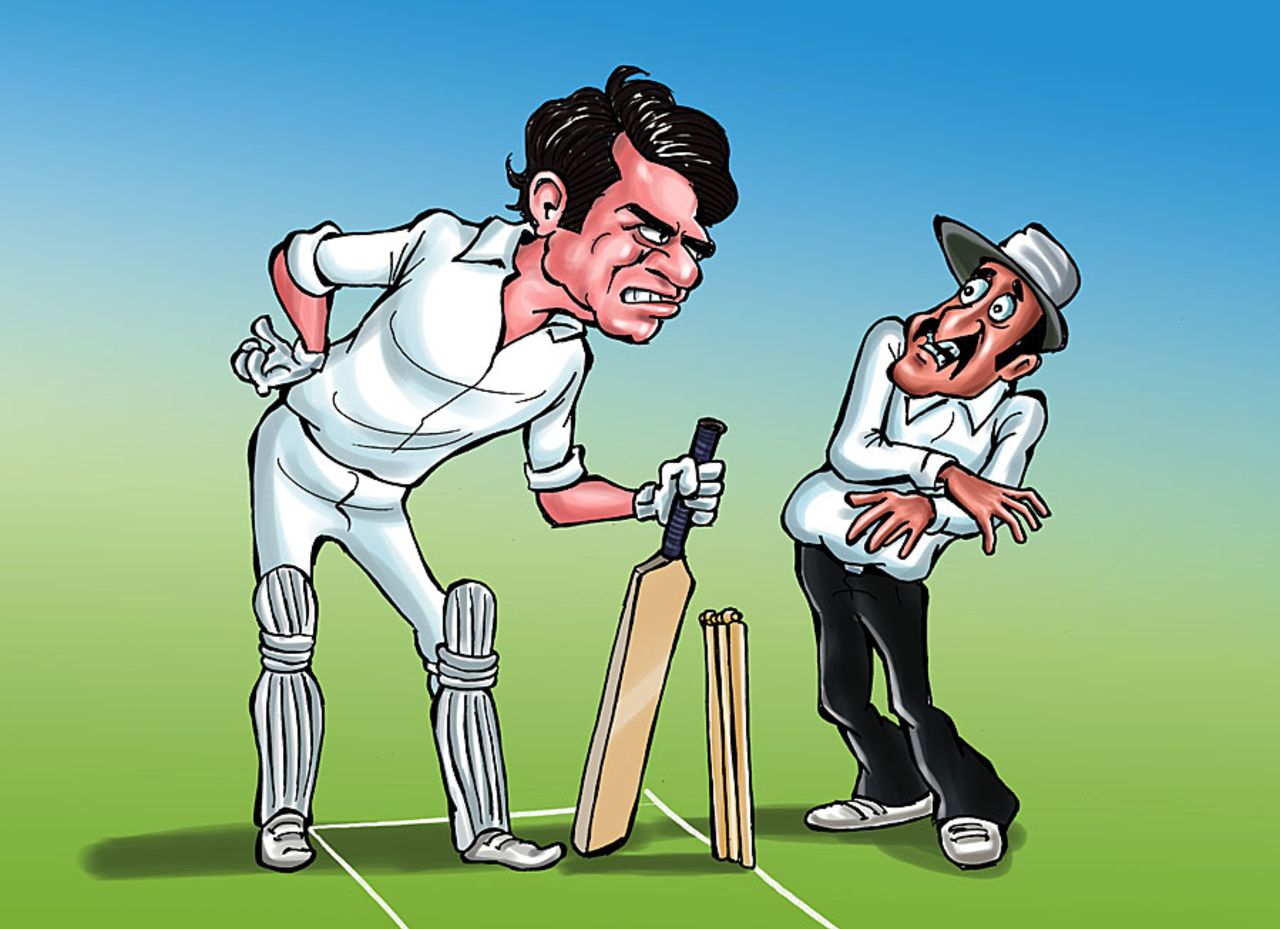 Cartoon: John Gleeson glares at the umpire